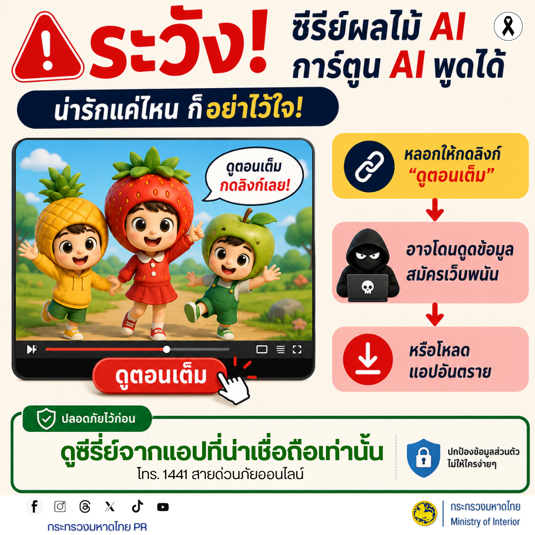 เตือนภัย ระวัง! ซีรีย์ผลไม้ AI การ์ตูน AI พูดได้